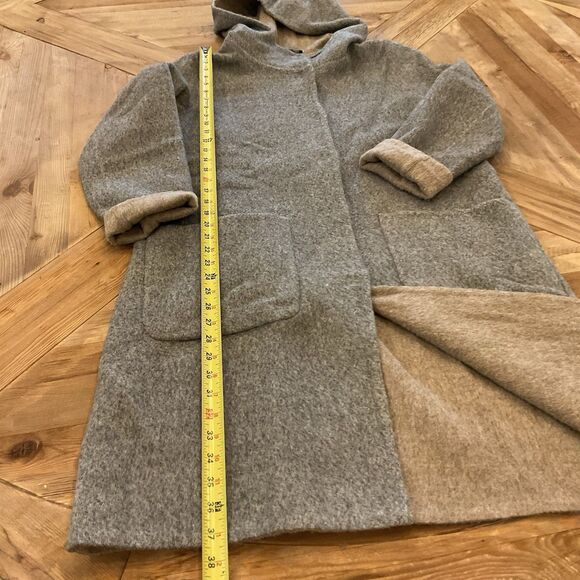 Eileen Fisher Hooded Coat Baby Alpaca Wool-Blend Gray Taupe Size S/P - Picture 8 of 10